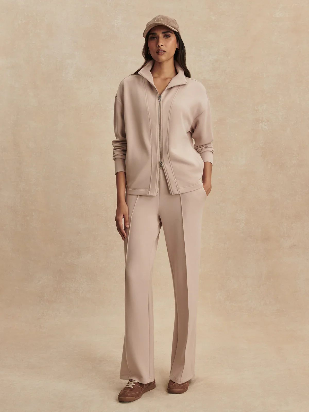 Arlene Zip Through Sweat in Mushroom - Image 2