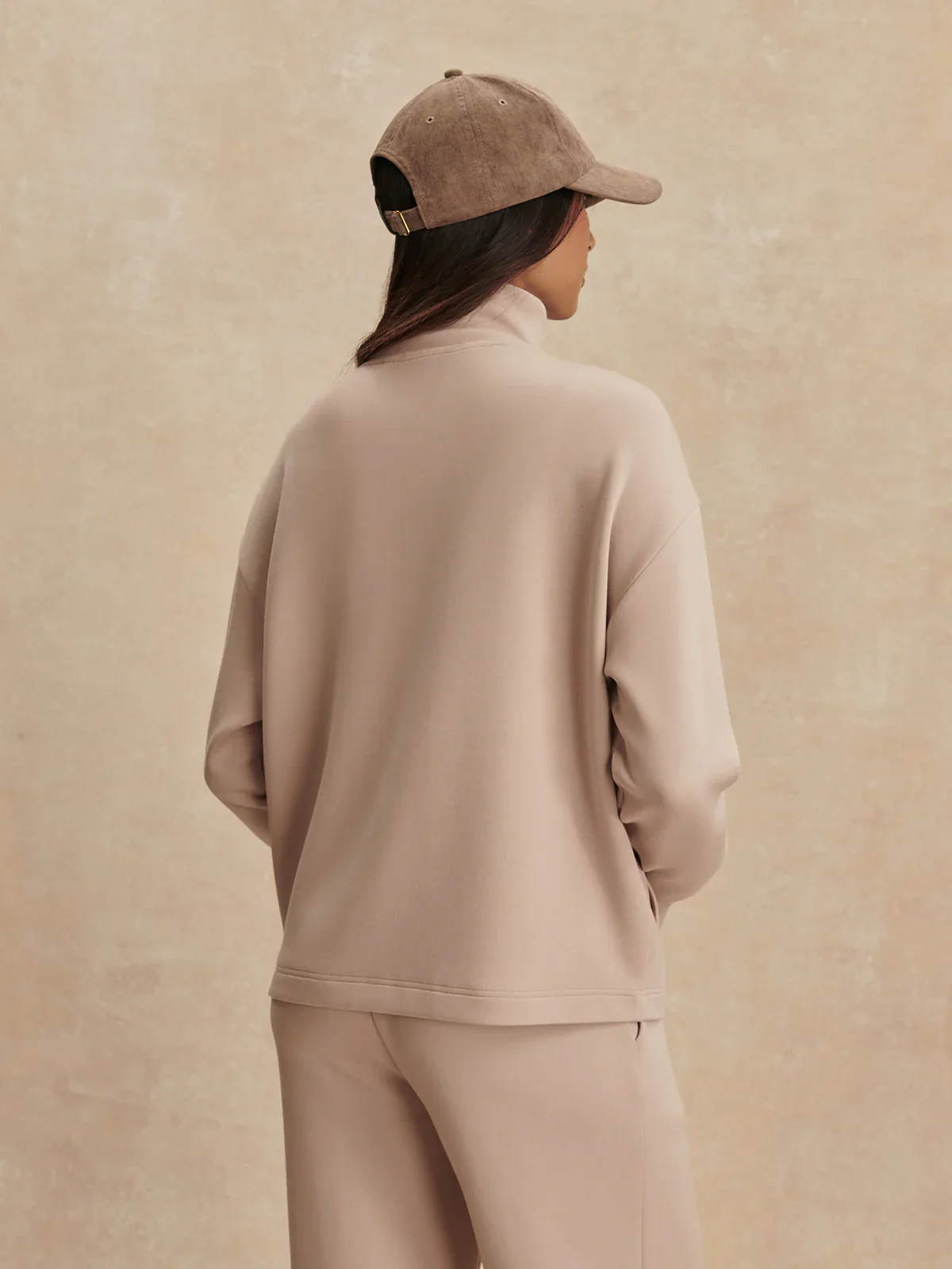 Arlene Zip Through Sweat in Mushroom - Image 3