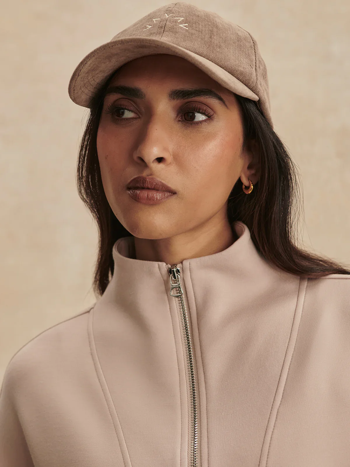Arlene Zip Through Sweat in Mushroom - Image 4