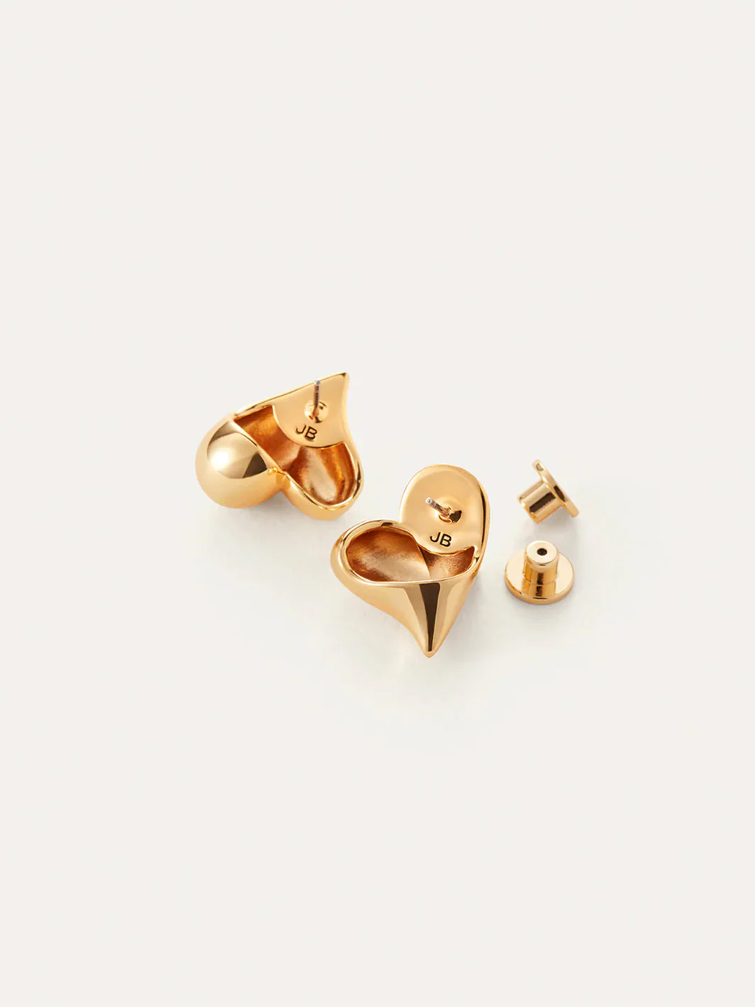 Art Heart Button Earrings in Gold - Image 3