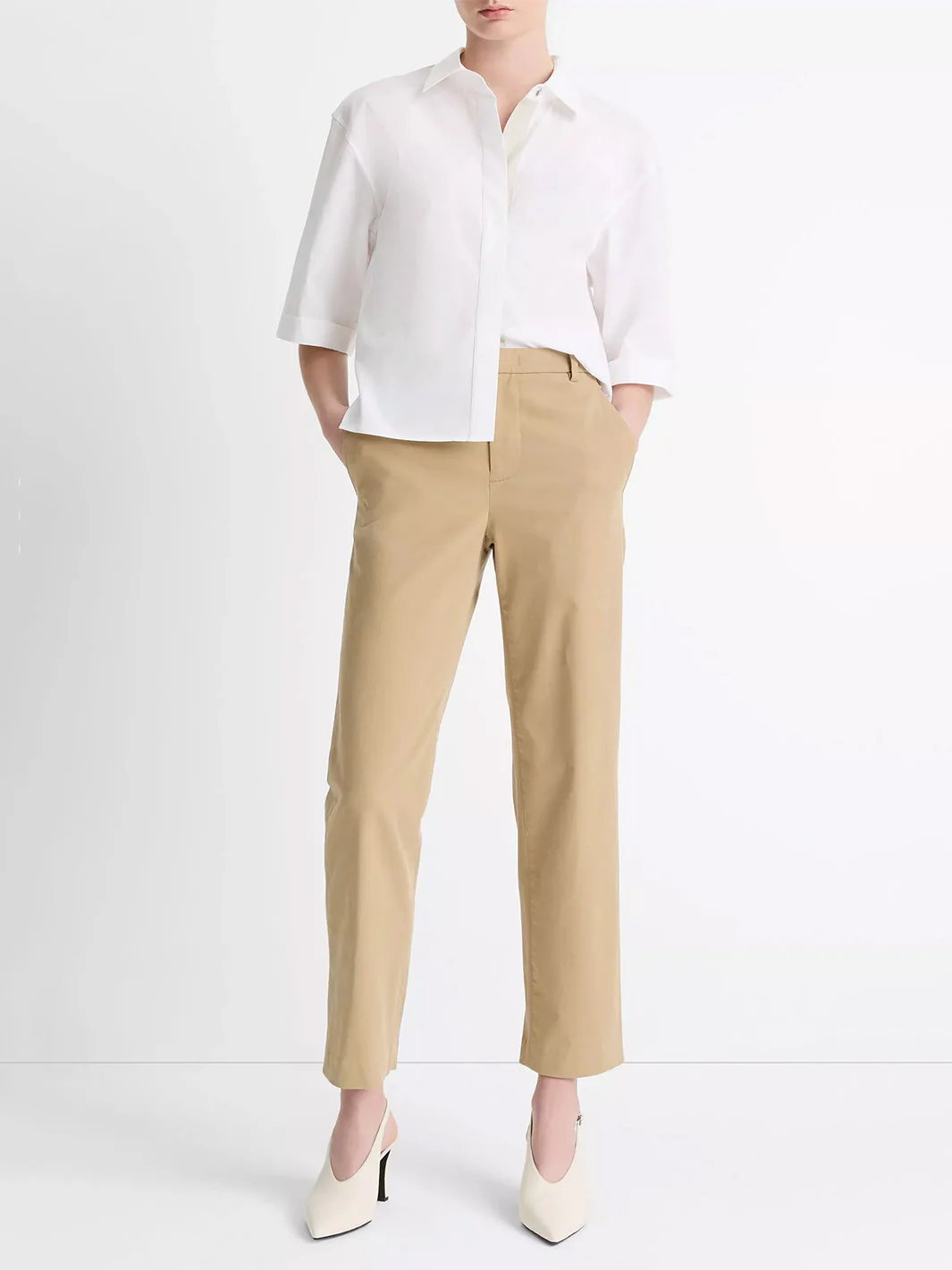 Avery Mid-Rise Italian Stretch-Cotton Chino Pant in Desert