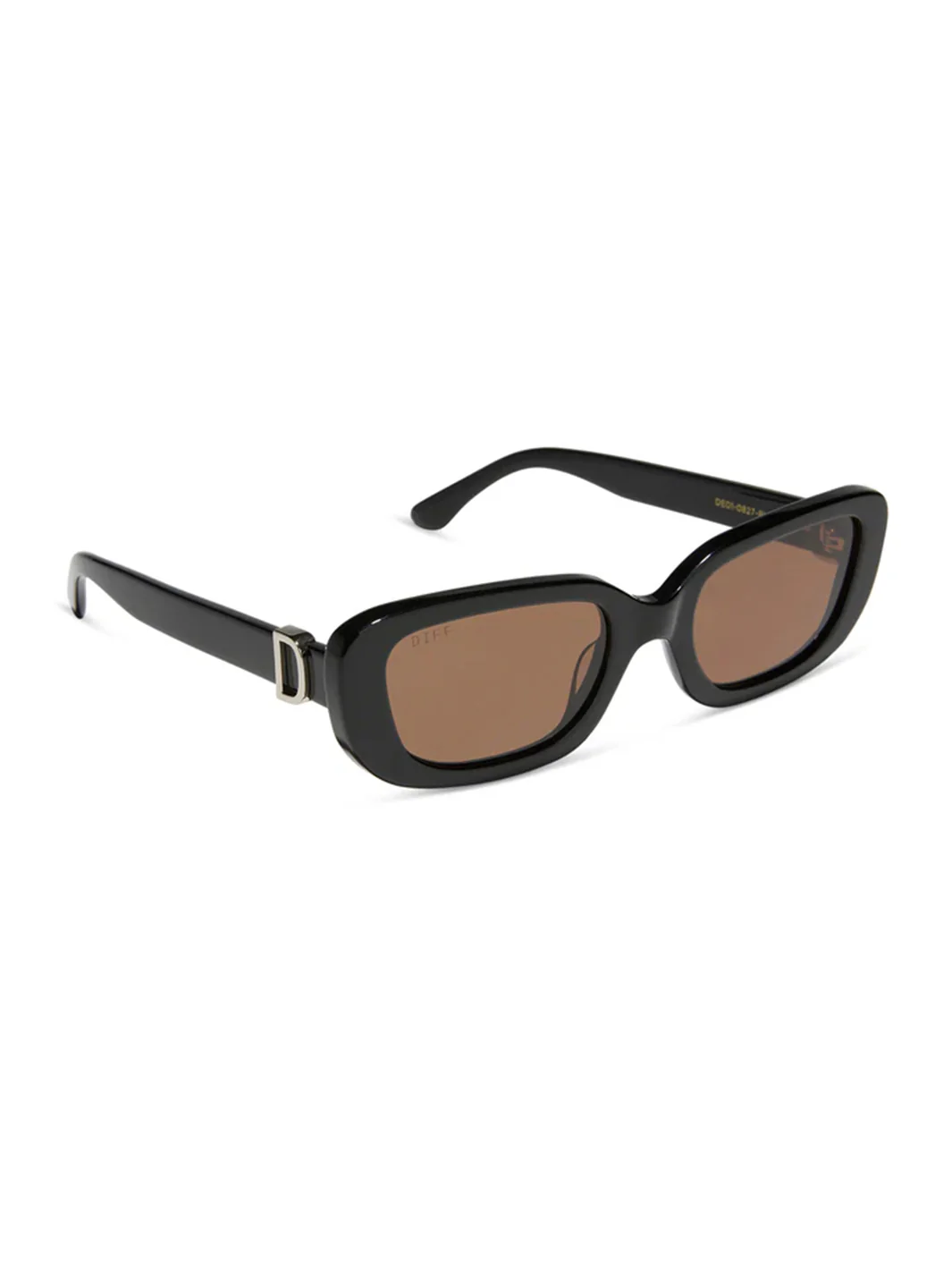 Daphne Rectange Sunglasses in Black Silver Metal Brown - Image 3