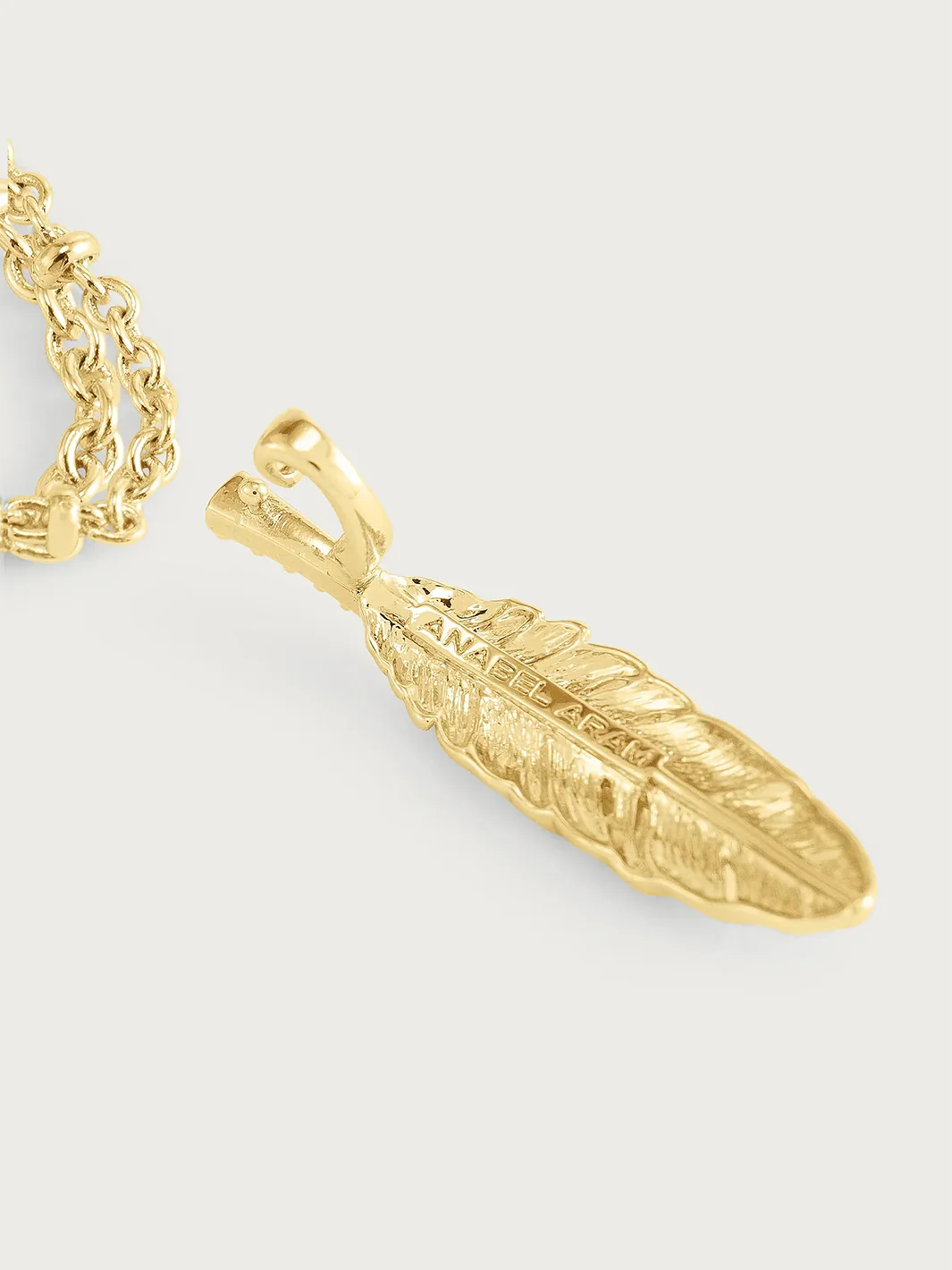 Feather Large Pendant Necklace, Gold - Image 3