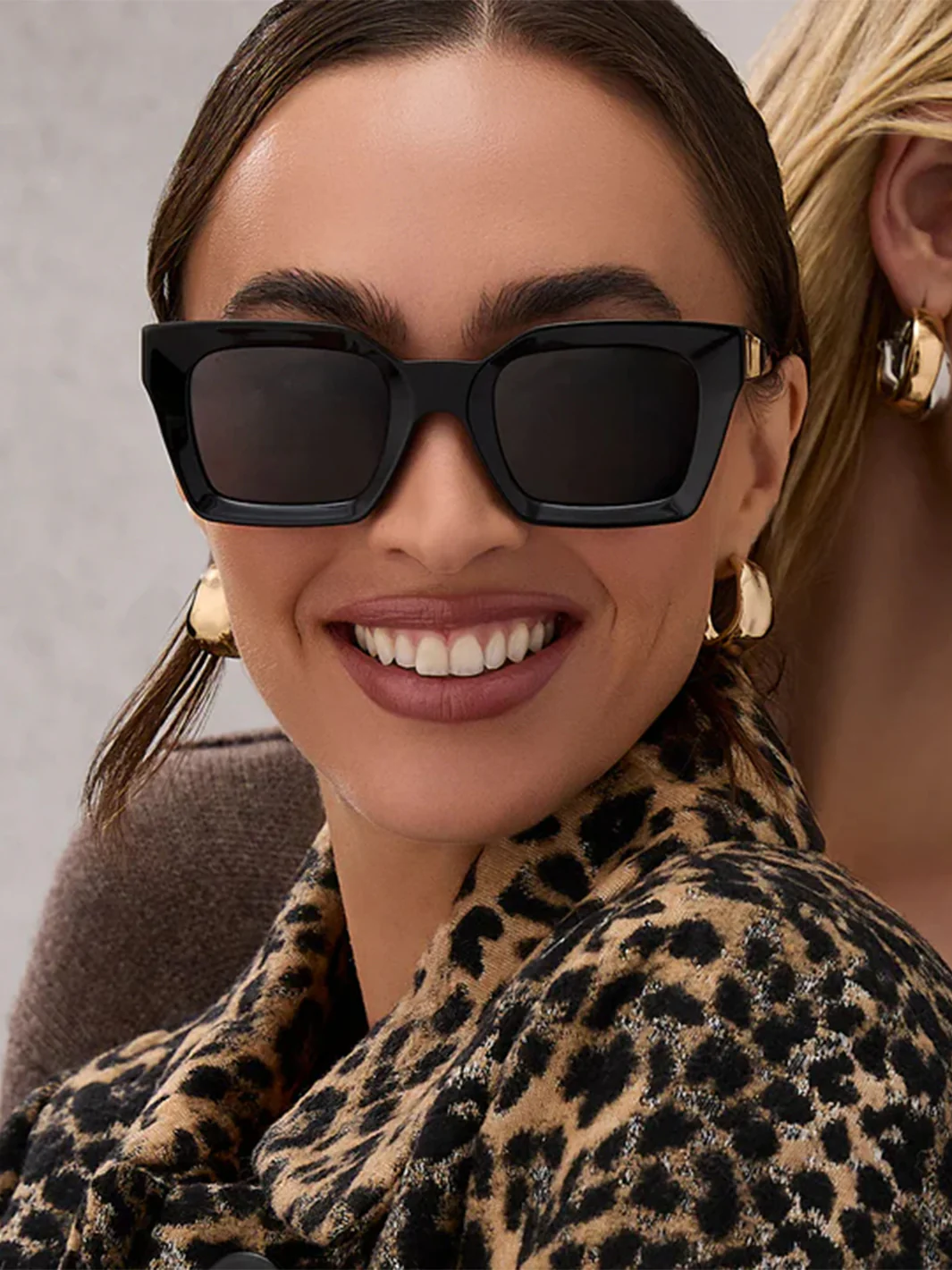 Greer Square Glasses in Black & Grey