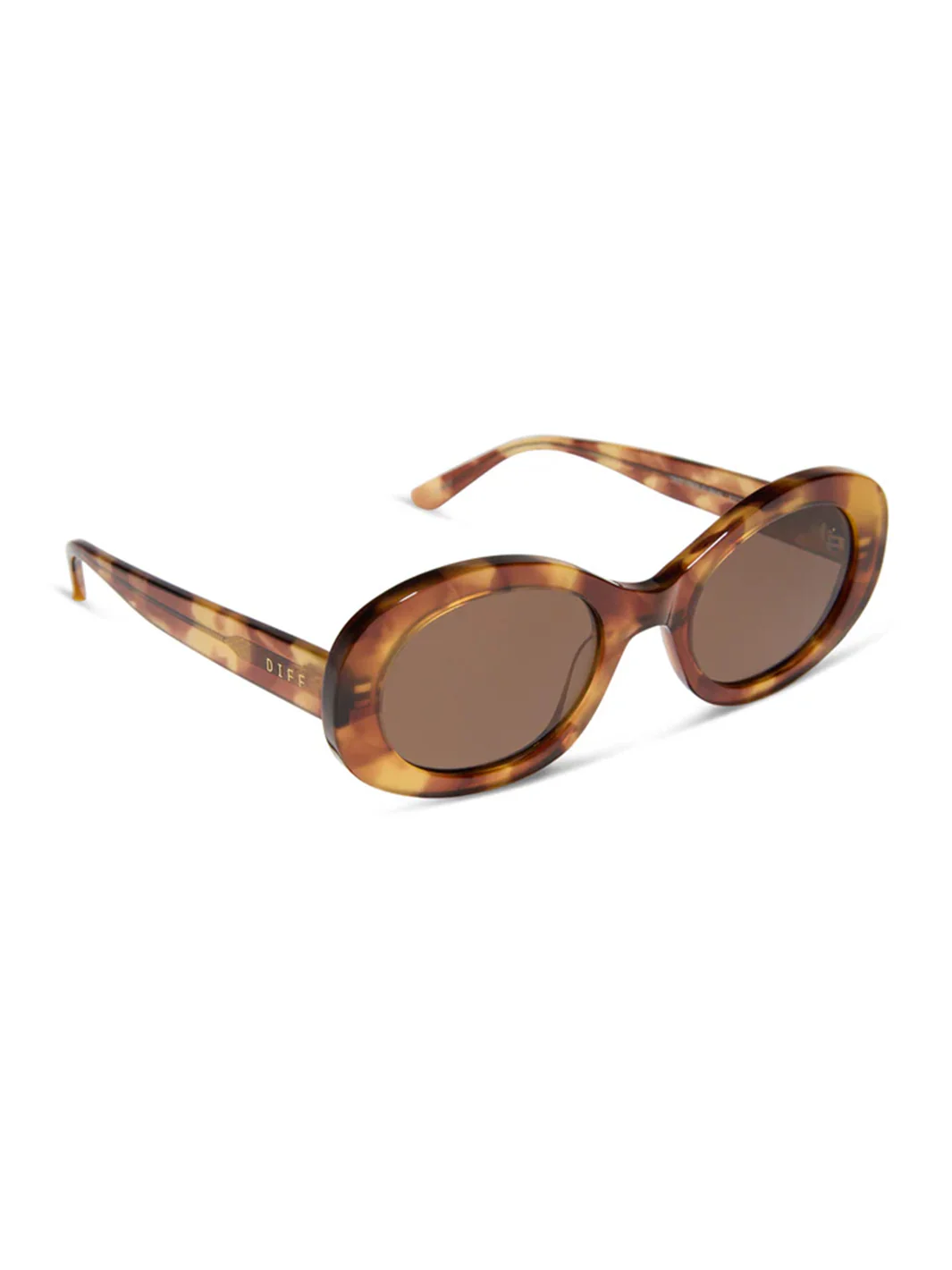 Lainey Oval Sunglasses in Brown Fleur & Brown - Image 3