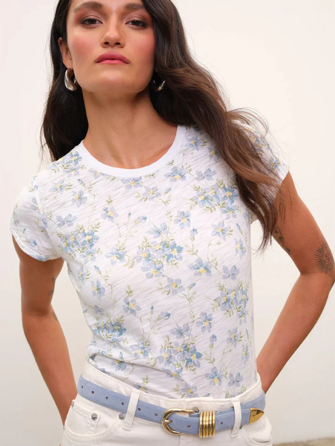 Meadow Ringer Tee in Blue Bell - Image 3