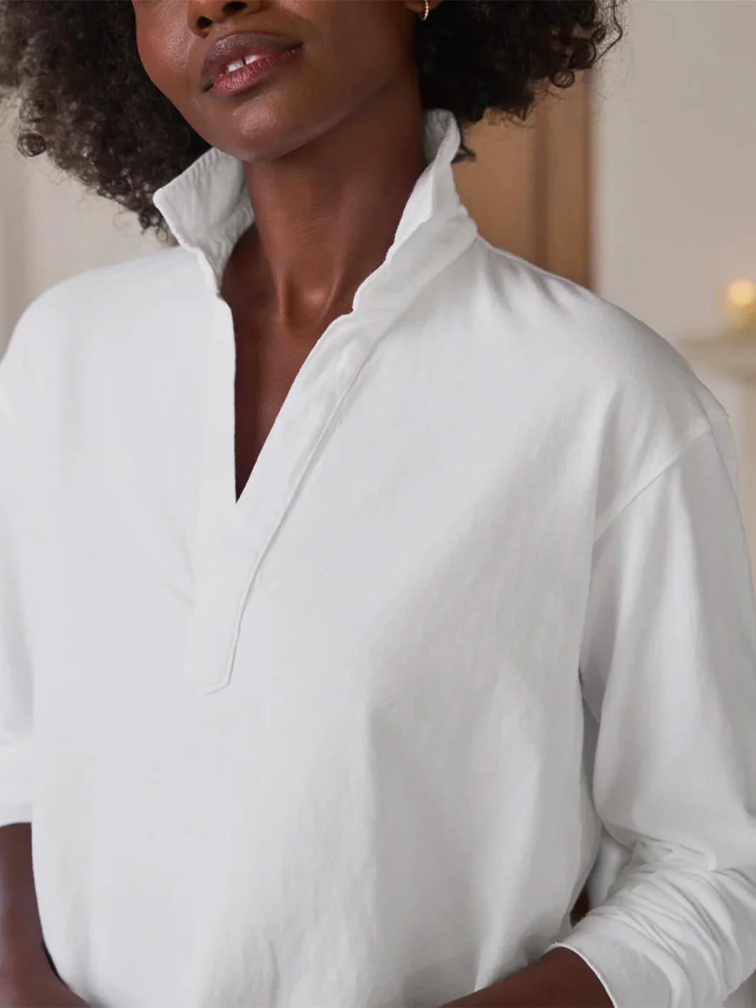 Patrick Heritage Jersey Popover Henley in White - Image 3