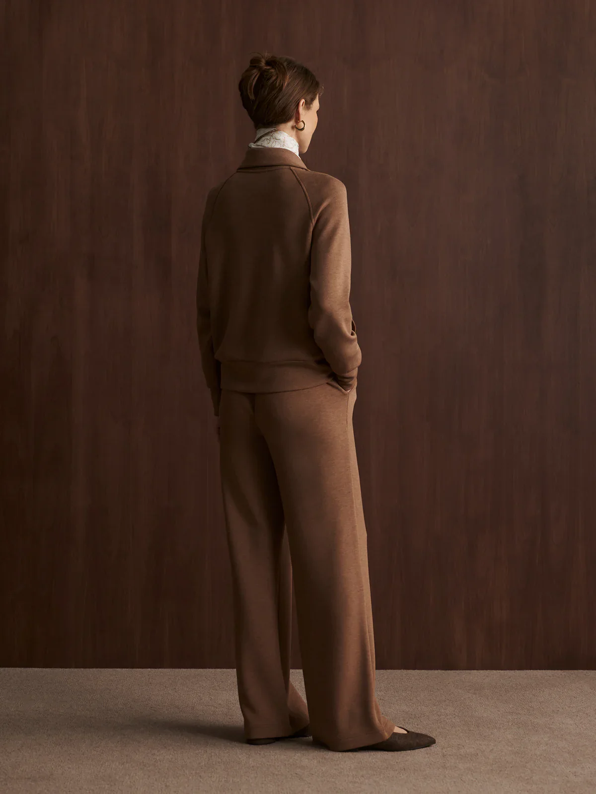 Tyde Zip Through Sweat in Golden Bronze Marl - Image 4