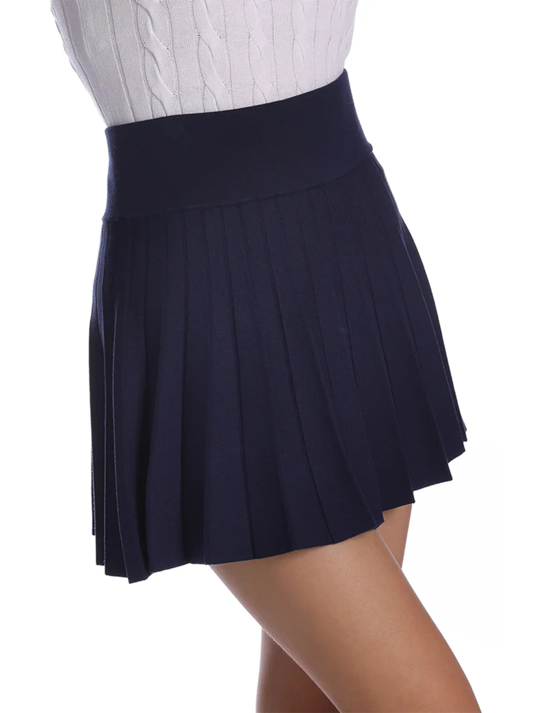 Viscose Pleated Skort in Navy